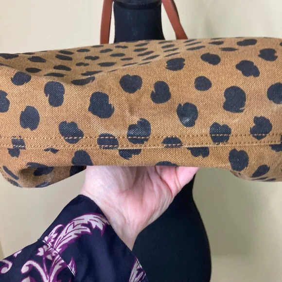 Madewell Canvas Transport Tote Painted Spots Leopard Print Sturdy Wear marks - Picture 12 of 13